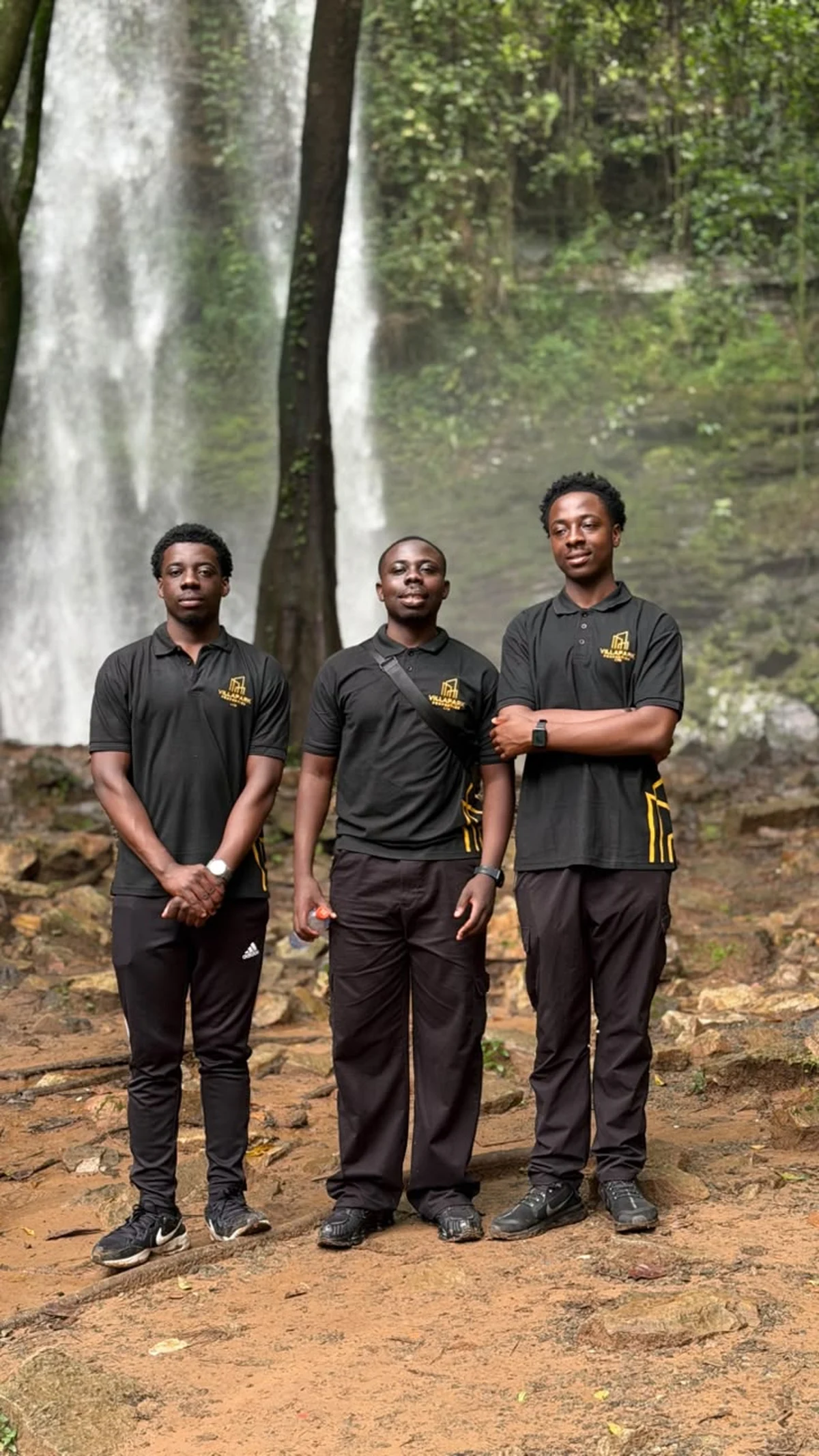 The Villapark team at a Peduase waterfall